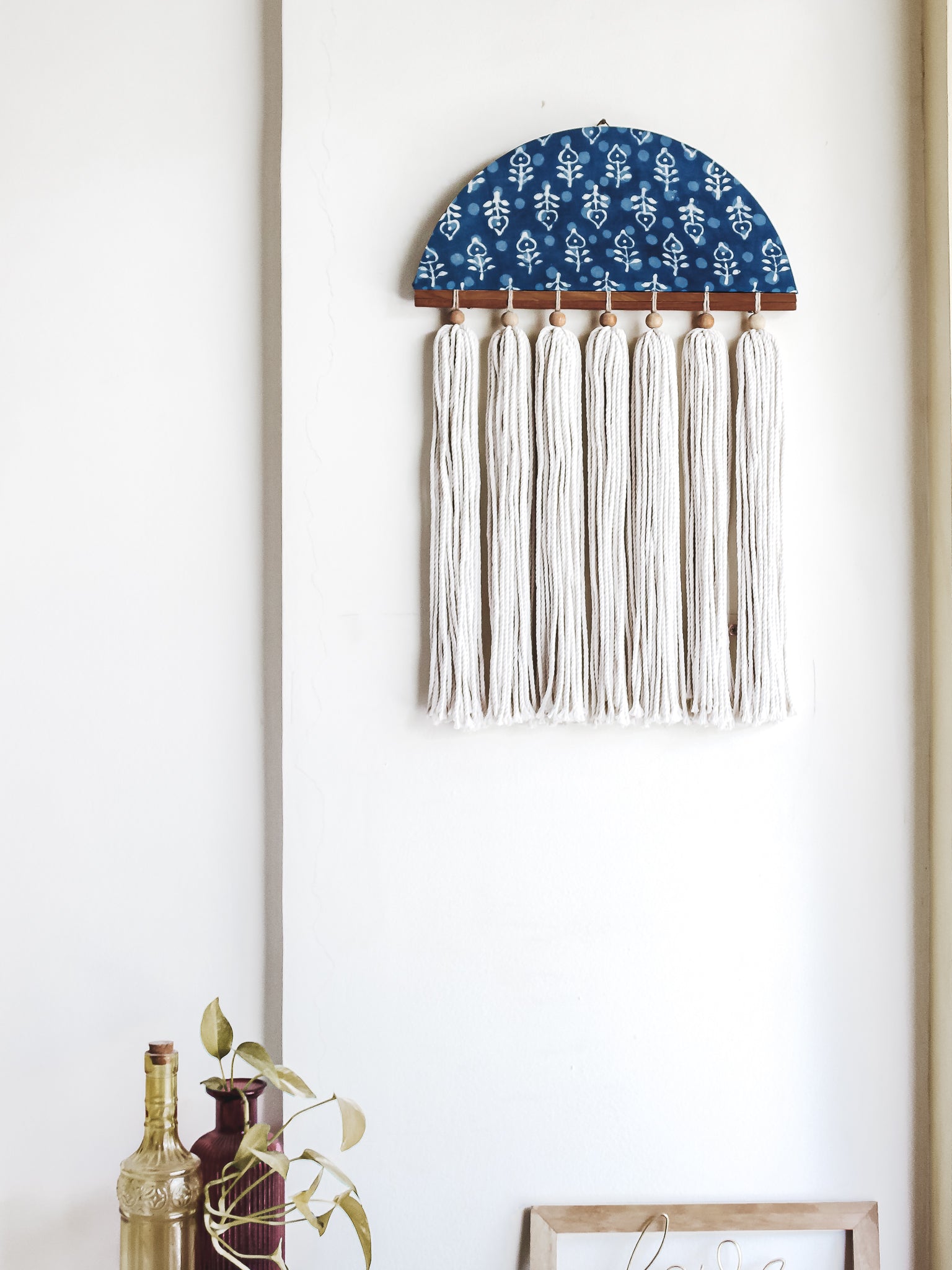 Boho Fabric Tassel Wall Hanging